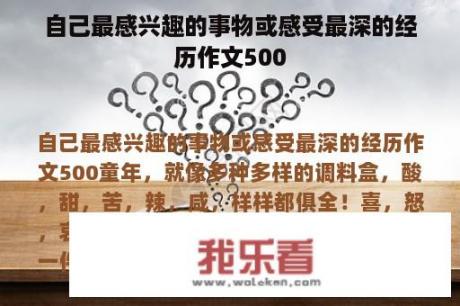 自己最感兴趣的事物或感受最深的经历作文500