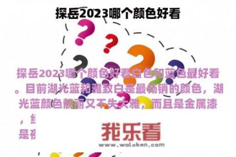 探岳2023哪个颜色好看