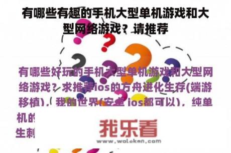 有哪些有趣的手机大型单机游戏和大型网络游戏？请推荐