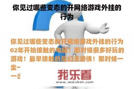 你见过哪些变态的开网络游戏外挂的行为