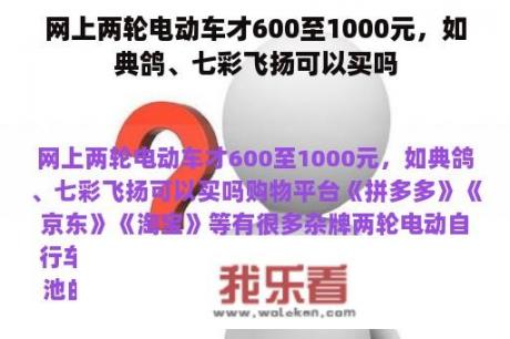 网上两轮电动车才600至1000元，如典鸽、七彩飞扬可以买吗