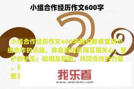 小组合作经历作文600字