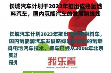 长城汽车计划于2023年推出成熟氢燃料汽车，国内氢能汽车的发展路线如何？