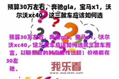 预算30万左右，奔驰gla，宝马x1，沃尔沃xc40，这三款车应该如何选