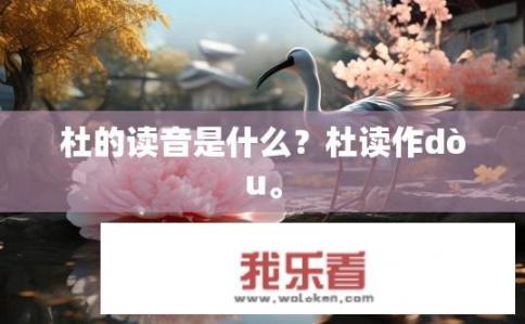 杜的读音是什么？杜读作dòu。