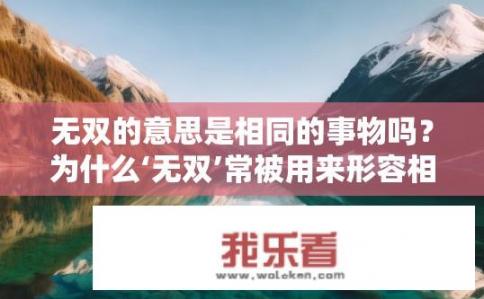 无双的意思是相同的事物吗？为什么‘无双’常被用来形容相同事物的表现?