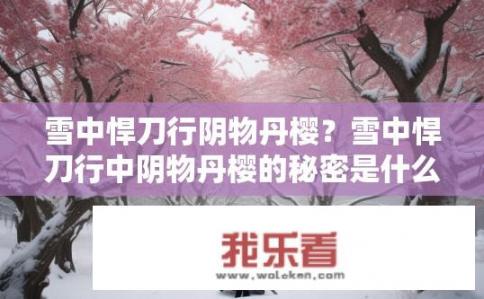 雪中悍刀行阴物丹樱？雪中悍刀行中阴物丹樱的秘密是什么？