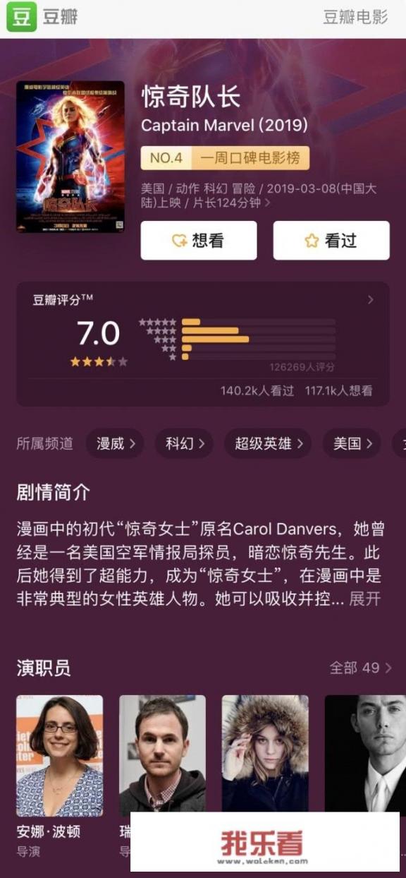 漫威电影《惊奇队长》，为什么豆瓣只有7.0分？